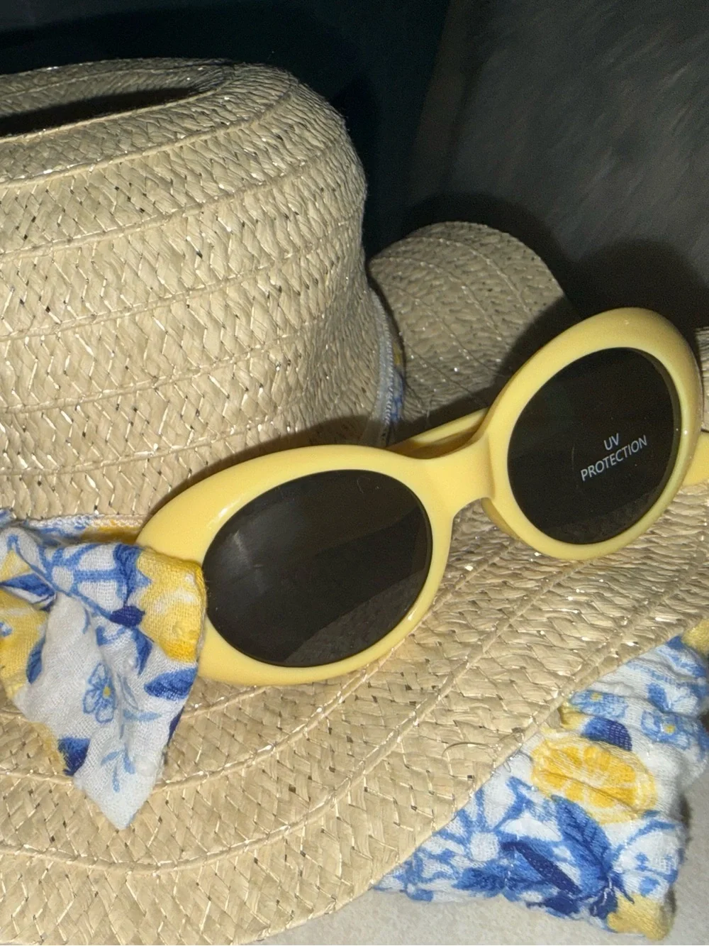 Rachel Zoe Girls 3 Pc Outfit Set 4T Lemon Romper Hat Sunglasses Summer